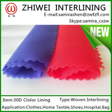 Poliéster tejido Interlining hotsale color forro inthailand, bangladesh